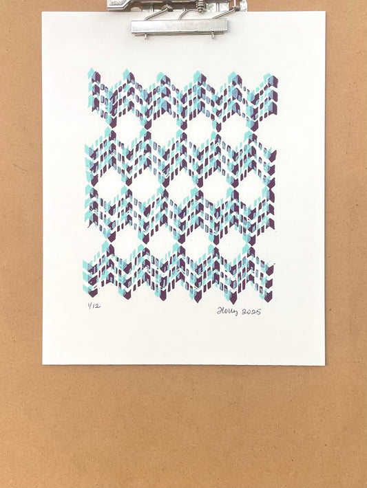 Codex Distorted Print in Plum/Aqua