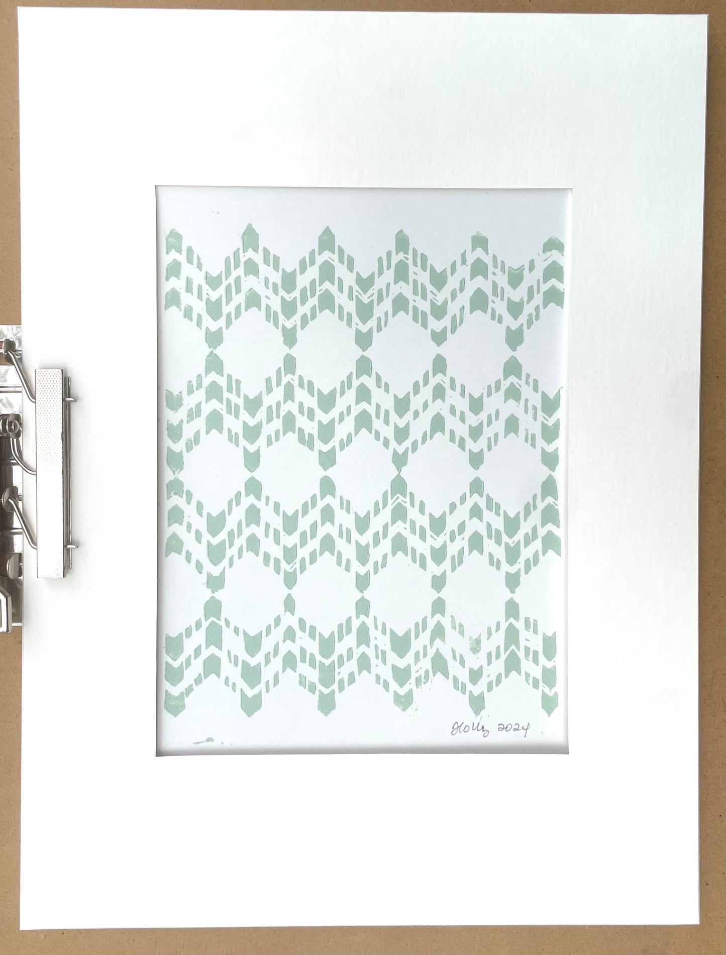 Codex Print in Sage, Matted