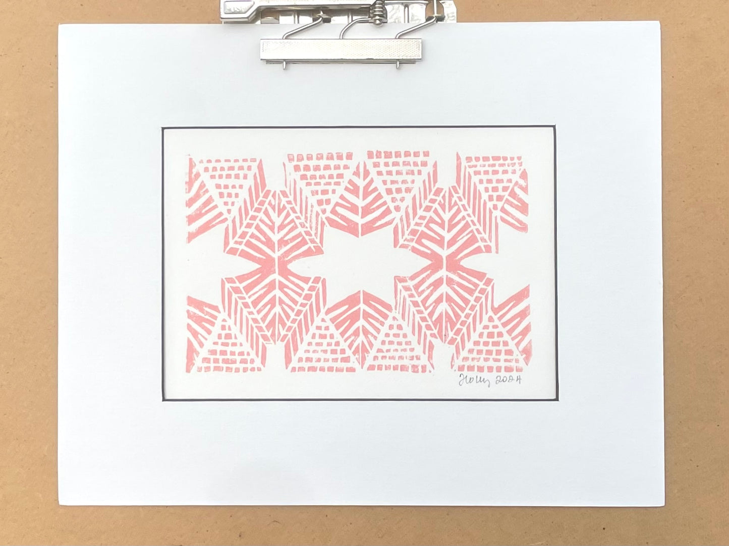 Burst Print in Salmon, Matted