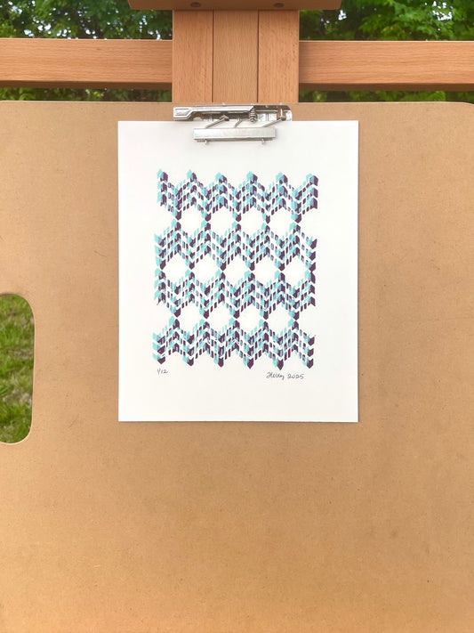 Codex Distorted Print in Plum/Aqua