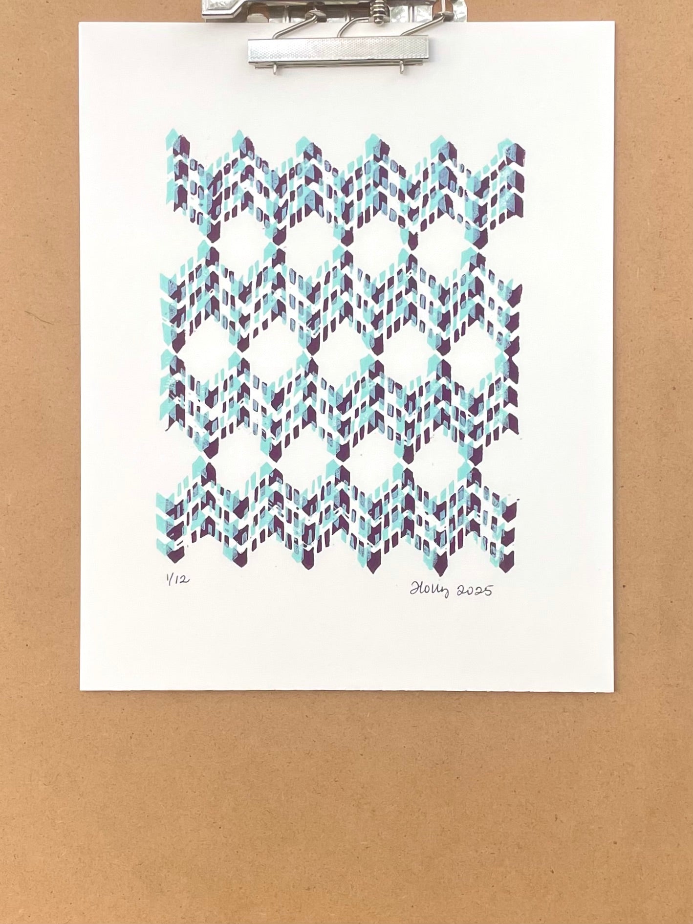 Codex Distorted Print in Plum/Aqua