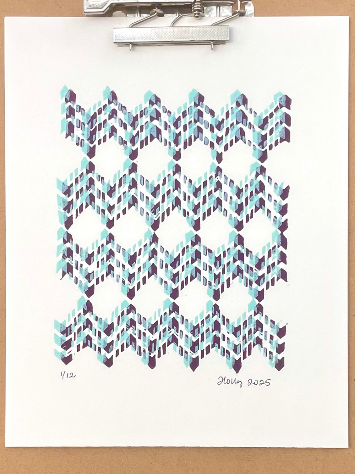 Codex Distorted Print in Plum/Aqua