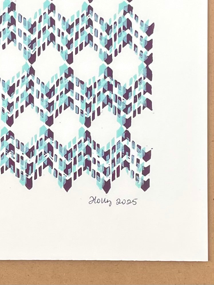 Codex Distorted Print in Plum/Aqua